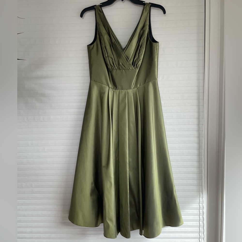 Sage Green Shiny Vineyards Collections Long Midi Dress